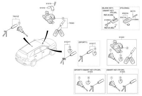 2019 Kia Sorento Rotor-Glove Box Diagram for 81521C5B00