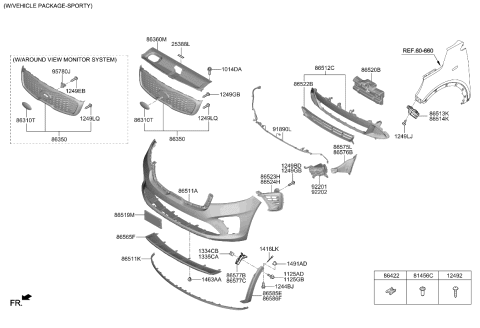 2020 Kia Sorento Skid Plate-Front Bumper Diagram for 86565C6510