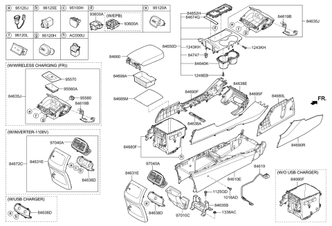 2020 Kia Sorento GARNISH Assembly-Console Diagram for 84695C6010L2C
