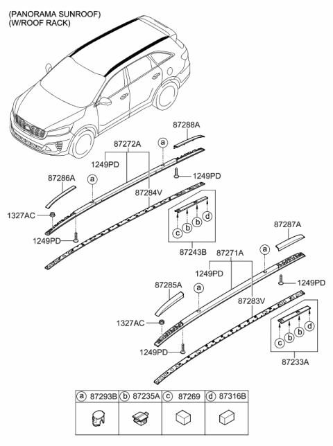 2019 Kia Sorento Rack Assembly-Roof LH Diagram for 87270C5500