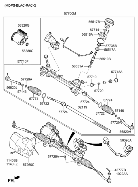 2019 Kia Sorento YOKE Assembly-Rack SUPPO Diagram for 57719C1170