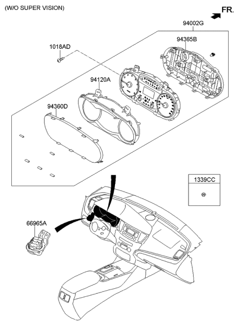 2015 Kia Cadenza Cluster Assembly-Instrument Diagram for 940313R071