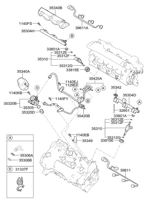 2014 Kia Cadenza Throttle Body & Injector Diagram