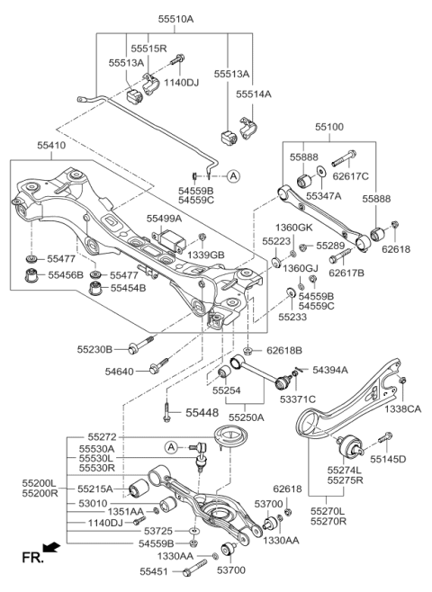 2015 Kia Cadenza Bush-Rear Trailing Arm Diagram for 552753R000