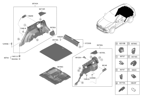 2023 Kia Sportage BOARD ASSY-LUGGAGE C Diagram for 85715DW000WK
