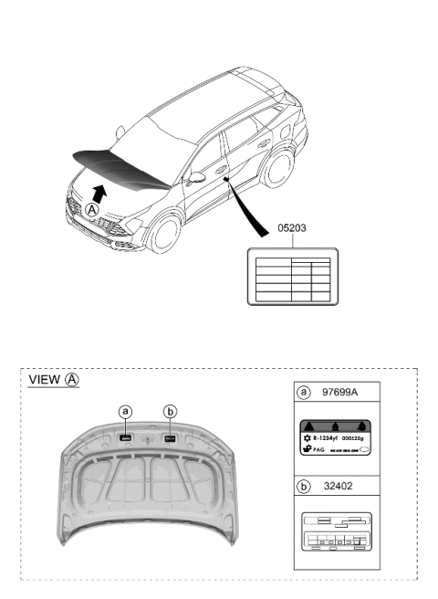 2024 Kia Sportage LABEL-TIRE PRESSURE Diagram for 05203DW410