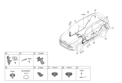 2023 Kia Sportage WIRING ASSY-FLOOR Diagram for 91520DW850