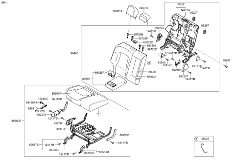 2023 Kia Sportage CAP-REAR SEAT RECLIN Diagram for 89B70DW050WK