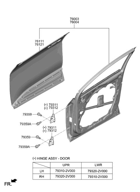 2024 Kia Sportage PANEL ASSY-FRONT DOO Diagram for 76003DW000