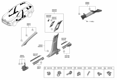 2024 Kia Sportage TRIM ASSY-RR PILLAR Diagram for 85850DW000WK