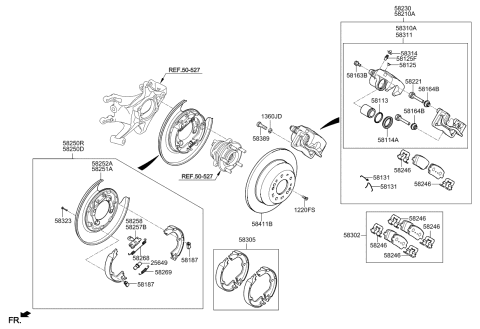 2015 Kia Sorento Rear Brake Shoe & Lining Kit Diagram for 58305C6A00