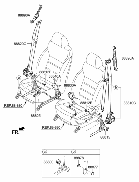2018 Kia Sorento Front Seat Belt Buckle Assembly, Right Diagram for 88840C6510WK