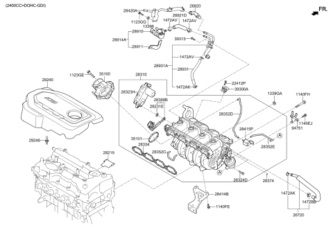 2015 Kia Sorento Manifold Assembly-Intake Diagram for 283102GGA0