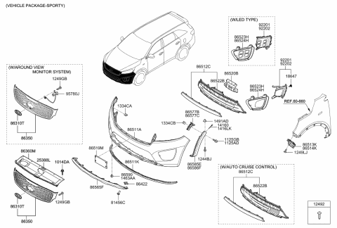 2018 Kia Sorento Front Fog Lamp Assembly, Right Diagram for 92202C6200