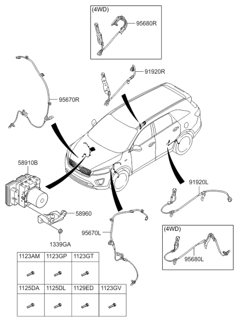 2017 Kia Sorento Abs Brake Pump Diagram for 58910C6800