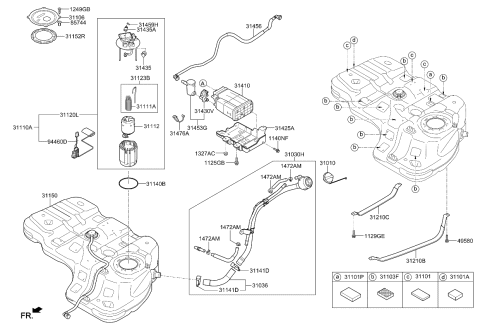 2016 Kia Sorento Fuel Pump Complete Diagram for 31110C6200