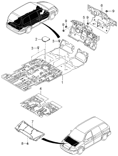 2003 Kia Sedona INSULATOR-Dash,In Diagram for 0K52Y68821C