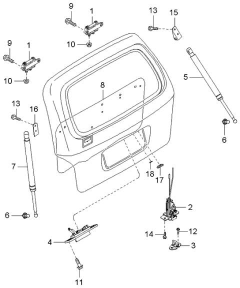 2002 Kia Sedona Lift Gate Mechanisms Diagram 1