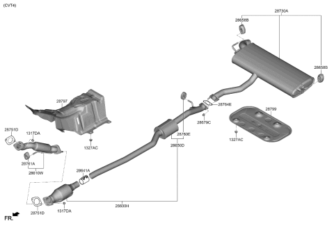 2021 Kia Seltos Center Muffler Complete Diagram for 28600Q5220