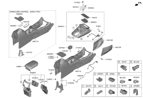 2024 Kia Seltos Console Armrest Assembly Diagram for 84660Q5000WK