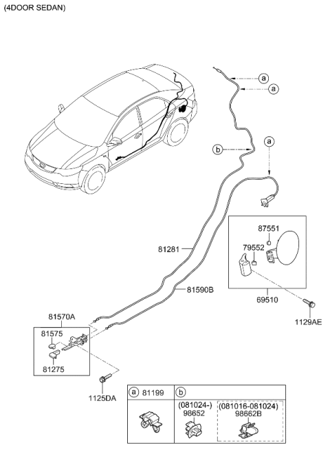 2012 Kia Forte Catch & Cable Assembly-F Diagram for 815901M200