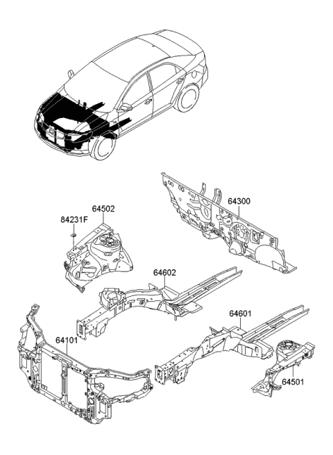2011 Kia Forte Koup Carrier Assembly-Front End Diagram for 641011M000