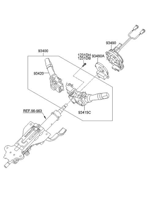 2010 Kia Forte Koup Clock Spring Contact Assembly Diagram for 934902M410