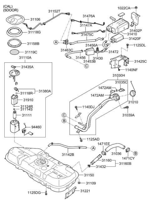 2010 Kia Forte Koup Fuel Pump Sender Assembly Diagram for 944601M500