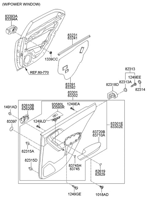 2011 Kia Forte Koup Rear Door Armrest Assembly, Right Diagram for 837201M020WK