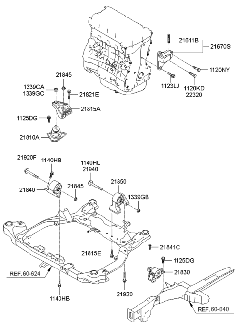 2011 Kia Forte Koup Engine Mounting Bracket Assembly Diagram for 218100Q000