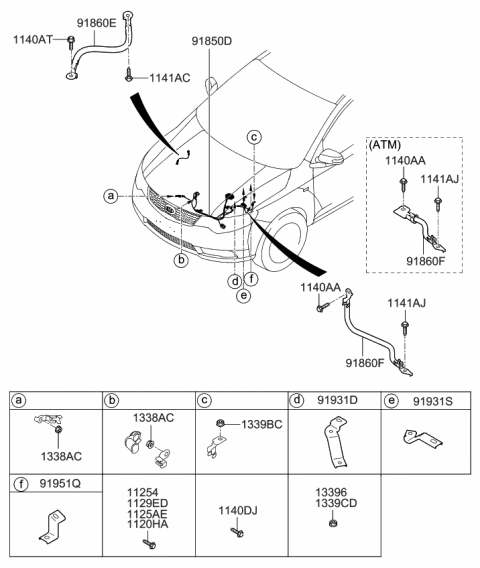 2013 Kia Forte Bracket-Wiring Mounting Diagram for 919312L030