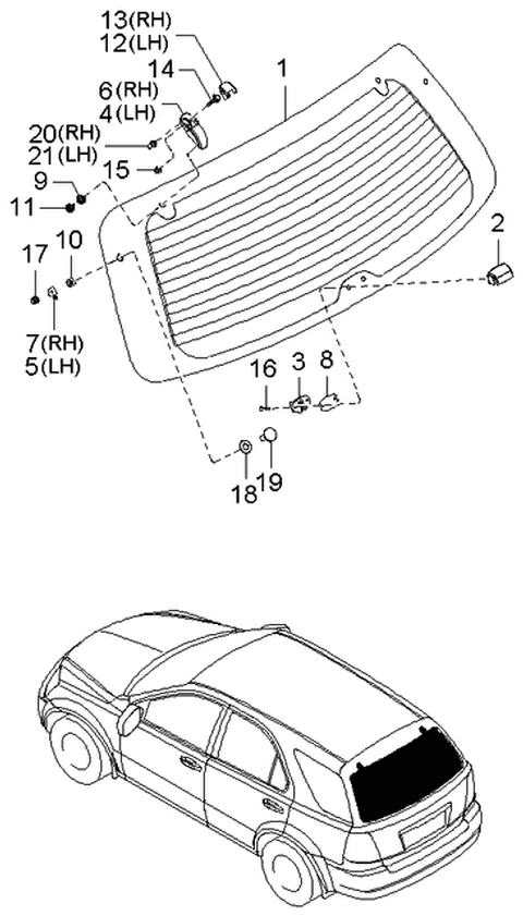 2004 Kia Sorento Pad-Tail Gate Glass Striker Diagram for 871923E000