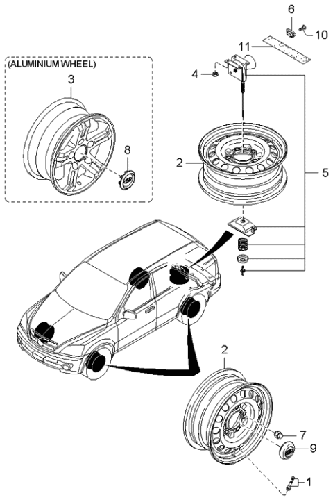 2005 Kia Sorento Wheel Assembly-Aluminum Diagram for 529103E600