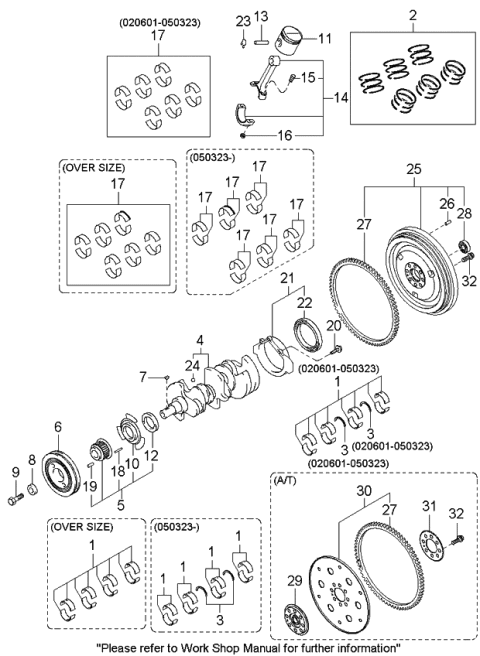 2005 Kia Sorento Flywheel Assembly Diagram for 2320039802