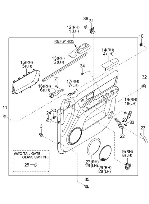 2003 Kia Sorento Speaker Grille,LH Diagram for 823123E000GW