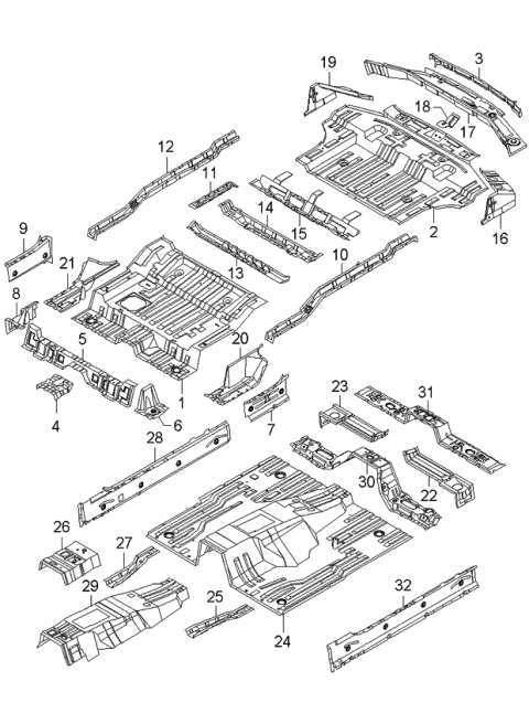 2006 Kia Sorento Member Assembly-Rear Floor Diagram for 655343E100