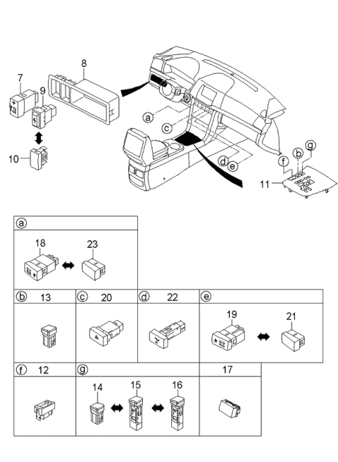 2006 Kia Amanti Switch Assembly-Seat Heater Diagram for 937003F10594