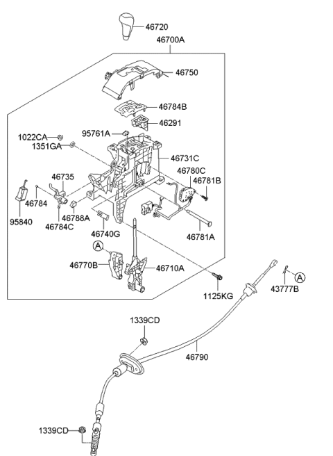 2011 Kia Sorento Shift Lock Cam Diagram for 467352P100
