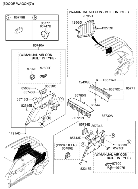 2011 Kia Sorento Trim Assembly-Luggage Side Diagram for 857302P210VA