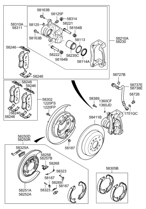 2009 Kia Sorento Rear Wheel Brake Diagram