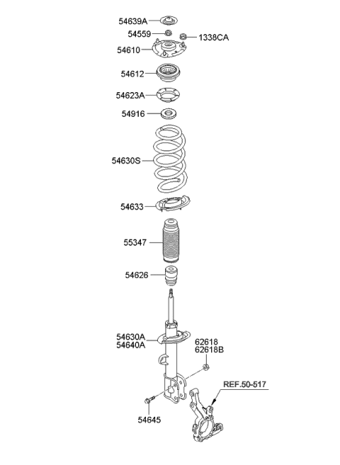 2010 Kia Sorento Front Shock Absorber Assembly, Right Diagram for 546601U000