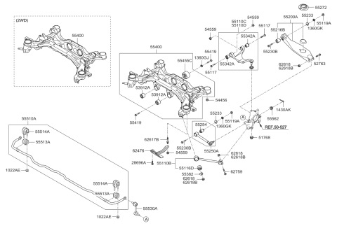 2009 Kia Sorento Bush-Rear Assist Arm Diagram for 552582P000