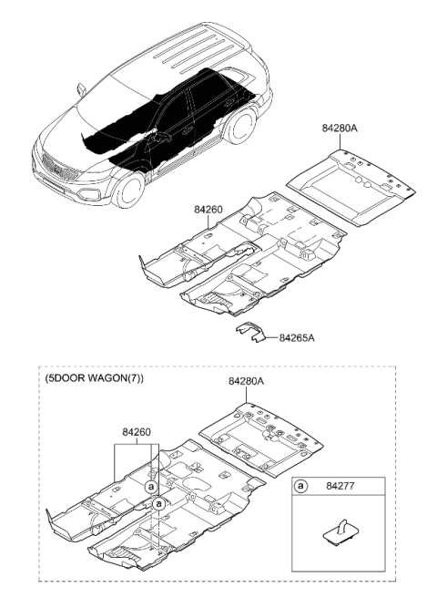 2012 Kia Sorento Carpet Assembly-Floor Diagram for 842601U300VA