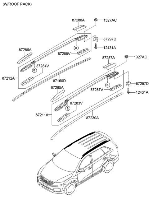 2011 Kia Sorento Pad-Roof Rack Front LH Diagram for 872742P500
