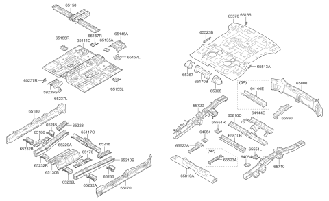 2009 Kia Sorento Bracket Assembly-Rear Floor Diagram for 655252B100