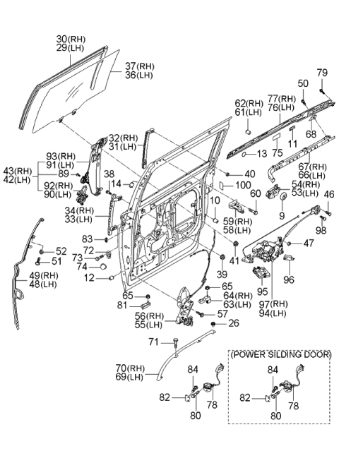 2006 Kia Sedona Glass & Grip Assembly-Rear Diagram for 834104D000