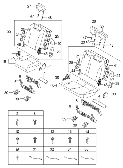 2006 Kia Sedona Rear Seat Cushion Covering Assembly, Left Diagram for 891034D120KS2