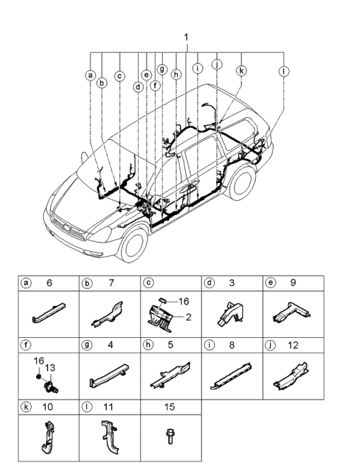 2006 Kia Sedona Wiring Assembly-Floor Diagram for 915154D181