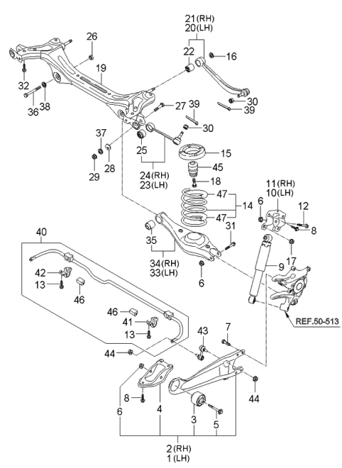 2006 Kia Sedona Arm Assembly-Rear Assist R Diagram for 552604D000
