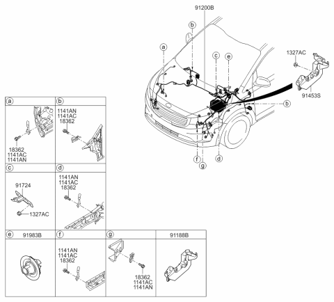 2015 Kia Sedona Wiring Assembly-Front Diagram for 91219A9632